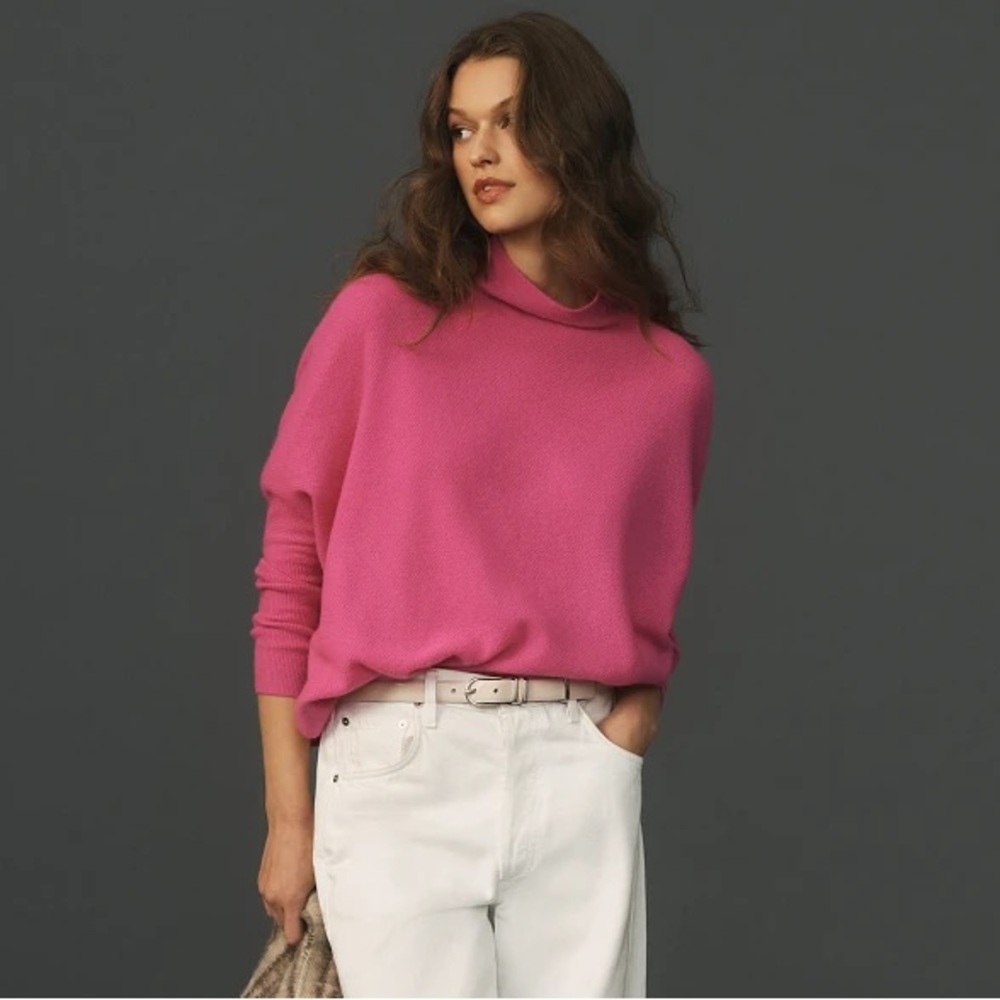 Anthropologie The Shea Cashmere Oversized Sweater by Maeve in Hot Pink